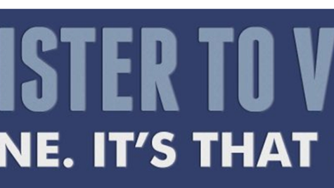 Graphic with text: "Register to vote online. It's that easy."