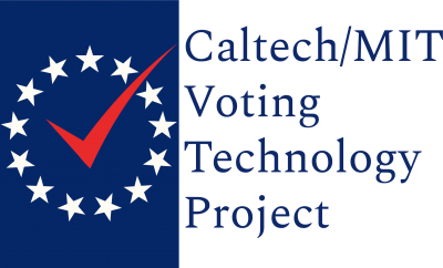 Logo showing the Caltech/VTP Voting Technology Project name and logo, a red check on a blue field, circled by white stars