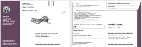 An accessible sample absentee ballot envelope ballots, as outlined by the Center for Civic Design